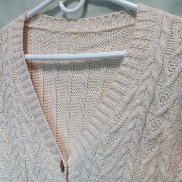 Soft & Cozy Chunky Knit V-Neck Button-Down Cardigan Sweater M-L (T-343) - Picture 10 of 11